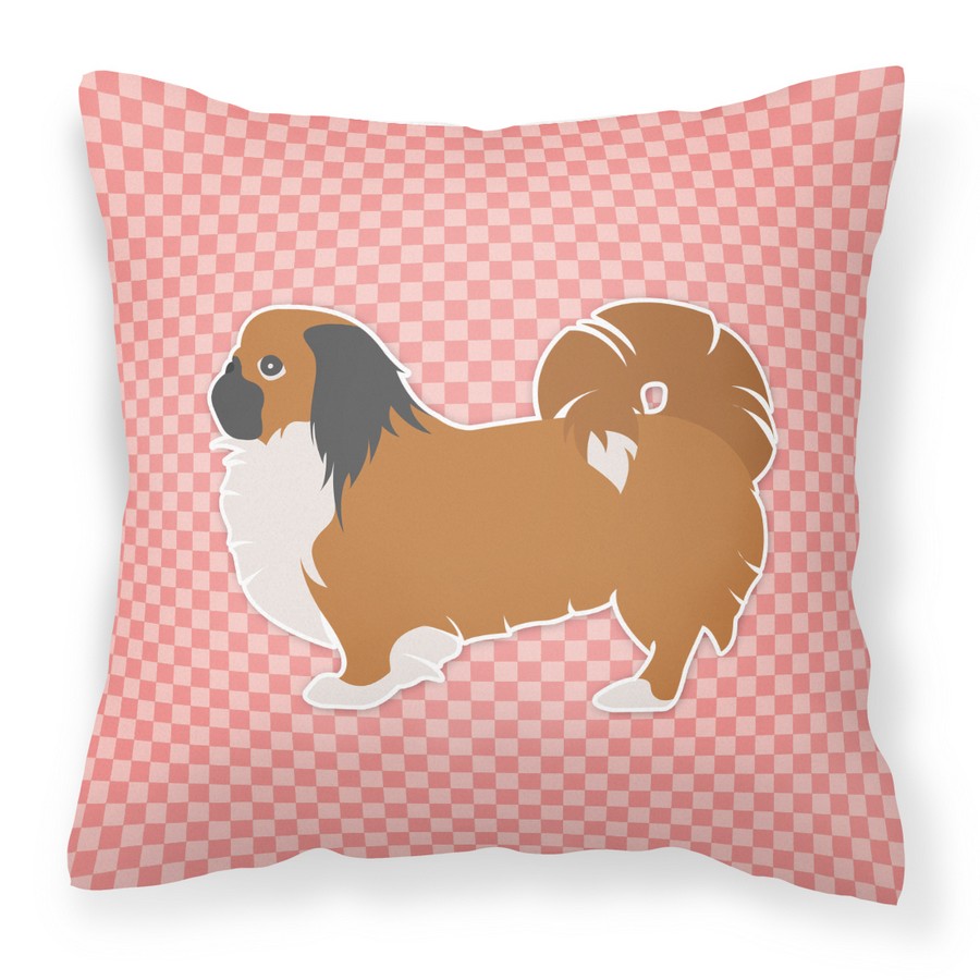 Pekingese Checkerboard Pink Fabric Decorative Pillow