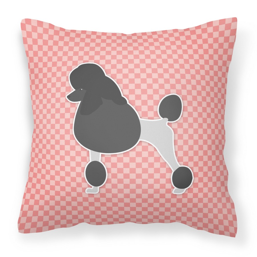 Poodle Checkerboard Pink Fabric Decorative Pillow