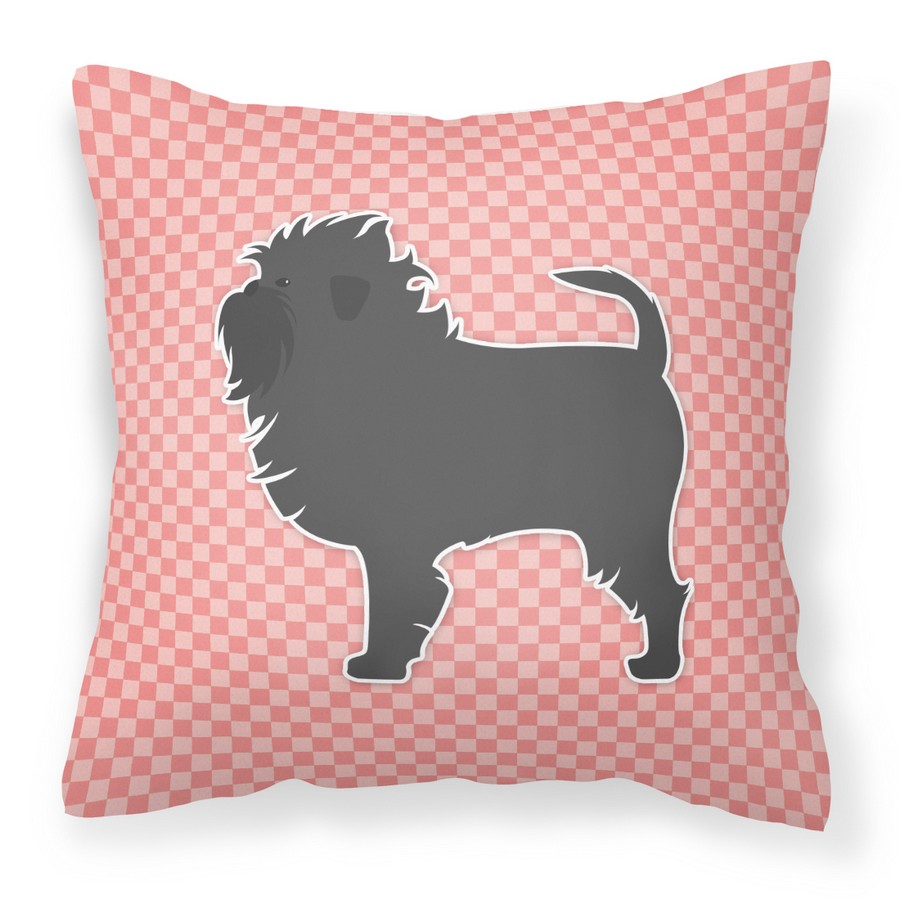 Affenpinscher Checkerboard Pink Fabric Decorative Pillow