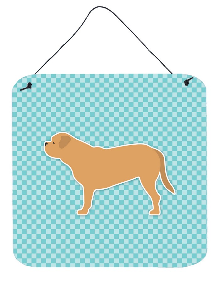 Dogue de Bordeaux Checkerboard Blue Wall or Door Hanging Prints
