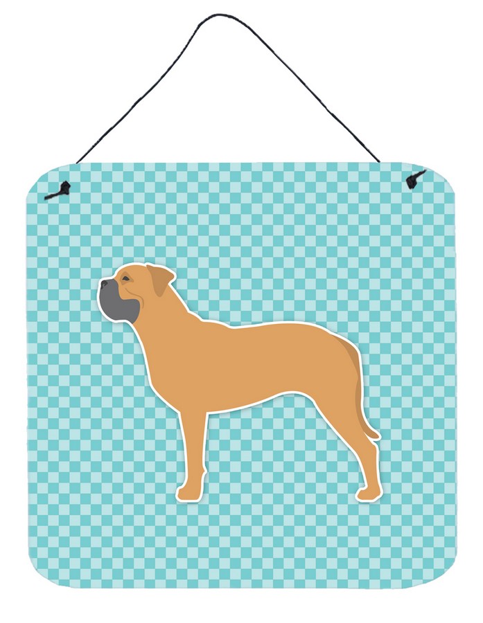 Bullmastiff Checkerboard Blue Wall or Door Hanging Prints