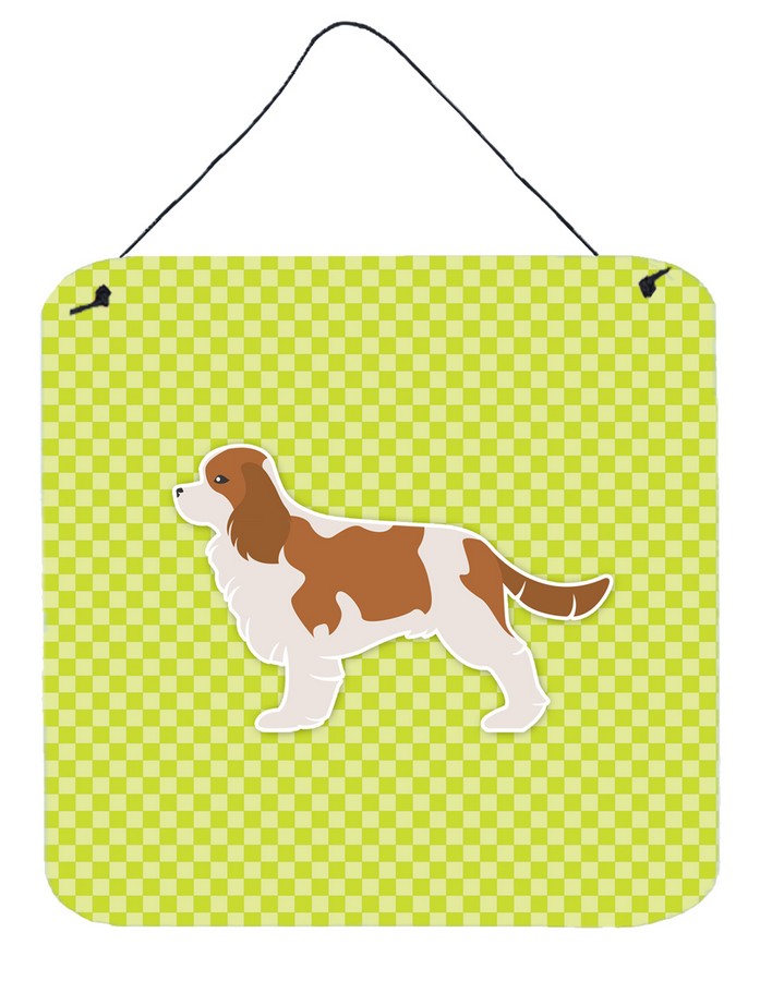 Cavalier King Charles Spaniel Checkerboard Green Wall or Door Hanging Prints