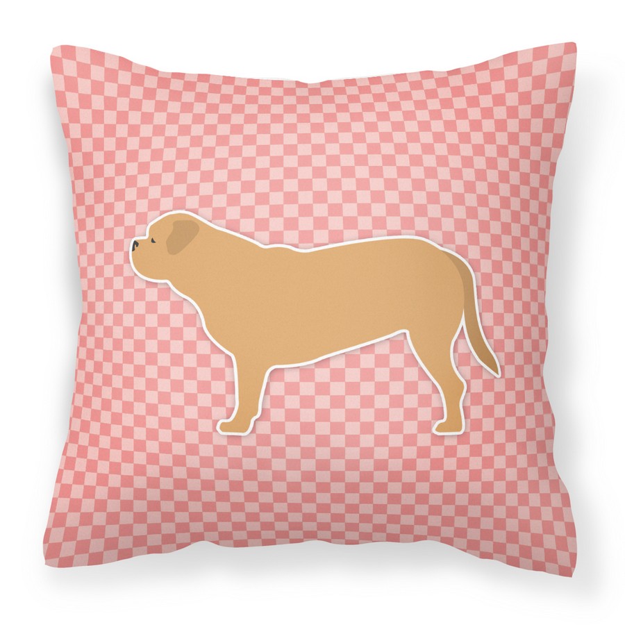 Dogue de Bordeaux Checkerboard Pink Fabric Decorative Pillow