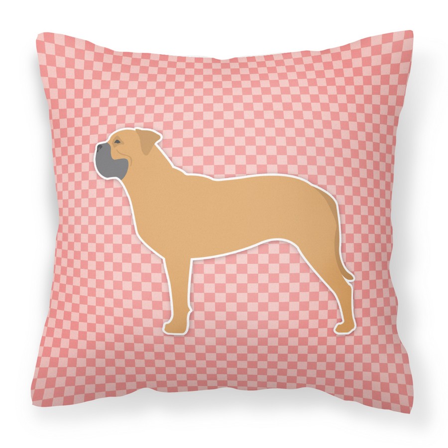 Bullmastiff Checkerboard Pink Fabric Decorative Pillow