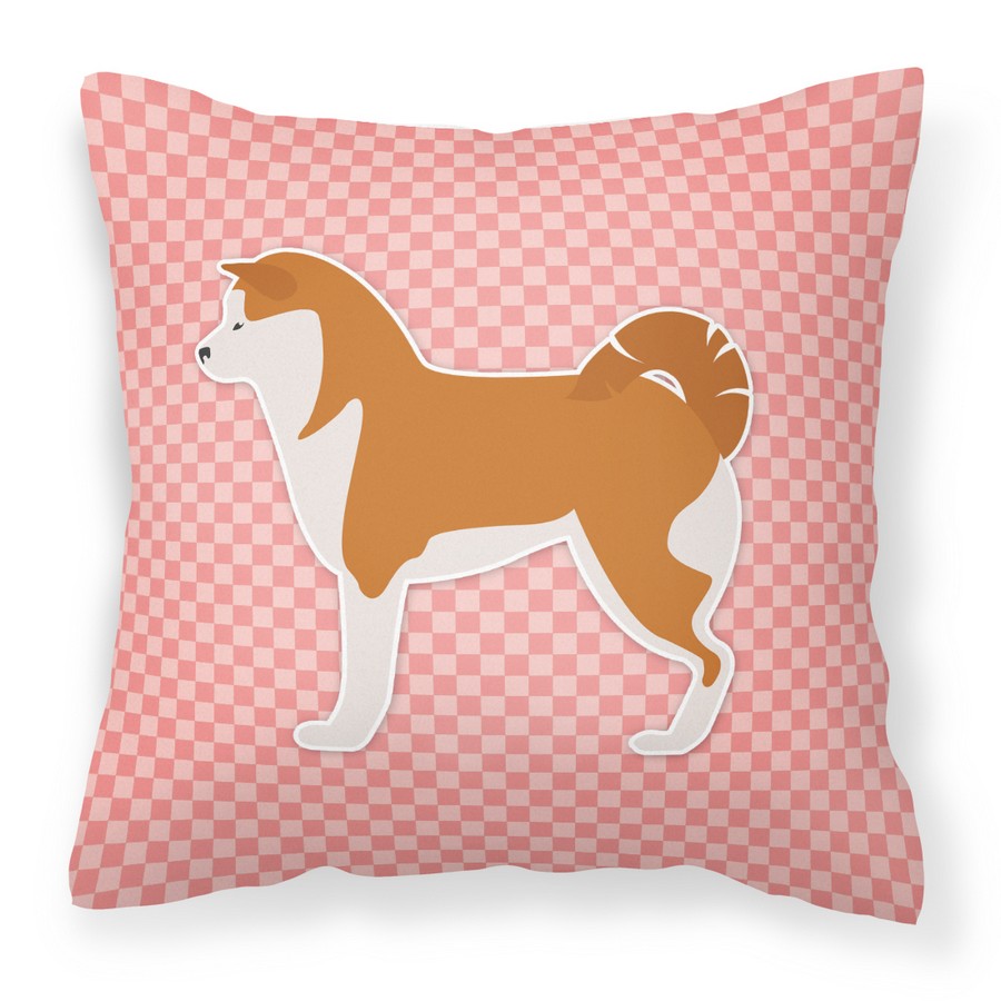 Akita Checkerboard Pink Fabric Decorative Pillow