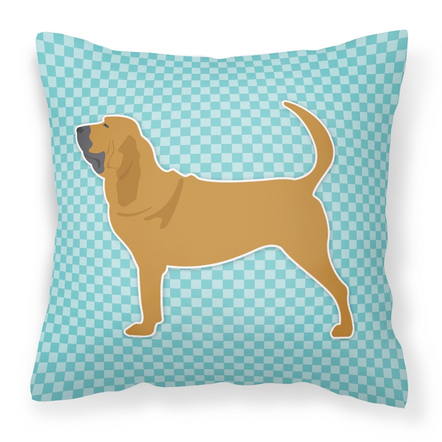 Bloodhound Checkerboard Blue Fabric Decorative Pillow