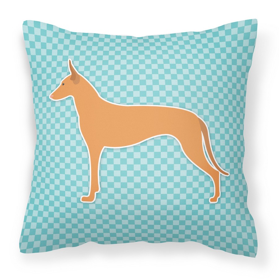Pharaoh Hound Checkerboard Blue Fabric Decorative Pillow