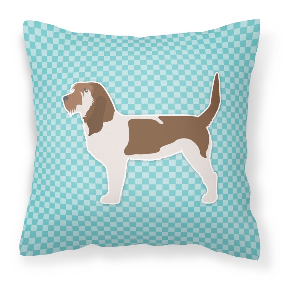 Grand Basset Griffon Vendeen Checkerboard Blue Fabric Decorative Pillow