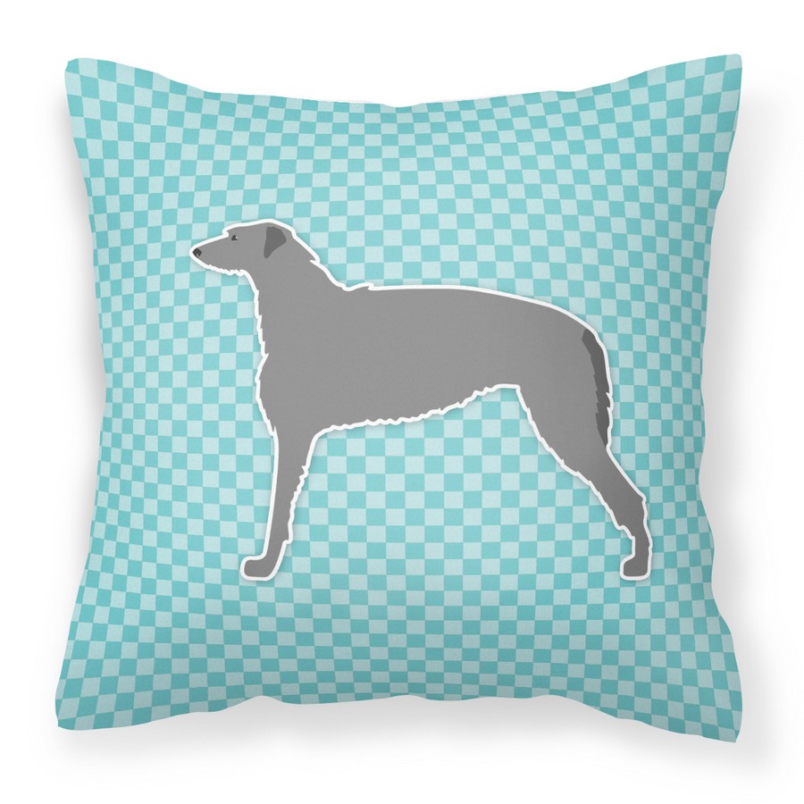 Scottish Deerhound Checkerboard Blue Fabric Decorative Pillow