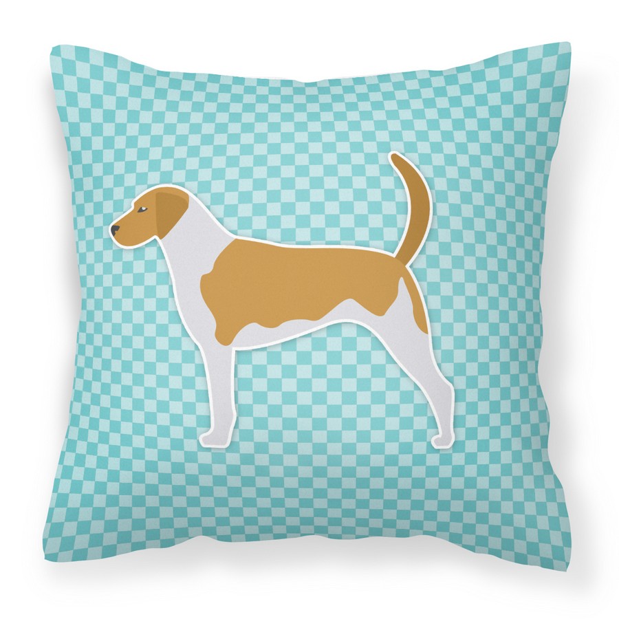 American Foxhound Checkerboard Blue Fabric Decorative Pillow
