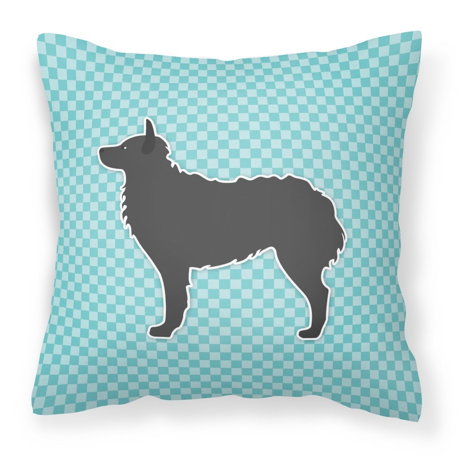 Croatian Sheepdog Checkerboard Blue Fabric Decorative Pillow
