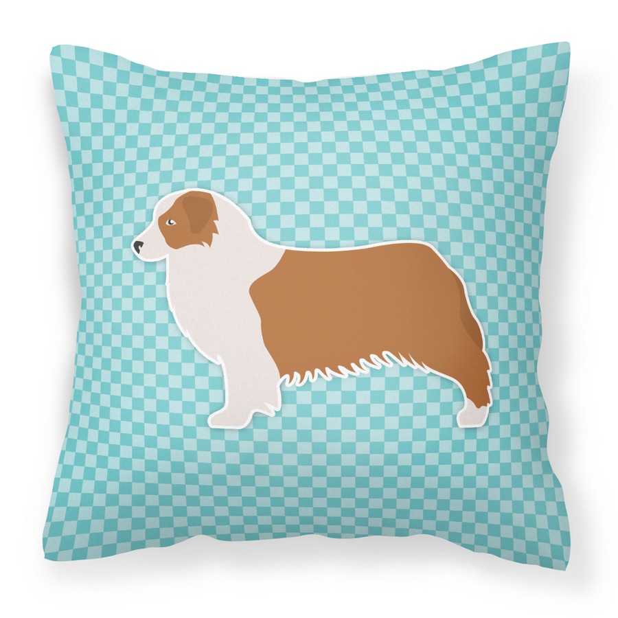 Australian Shepherd Dog Checkerboard Blue Fabric Decorative Pillow