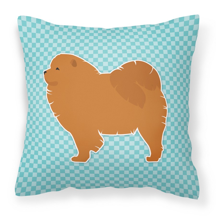 Chow Chow Checkerboard Blue Fabric Decorative Pillow