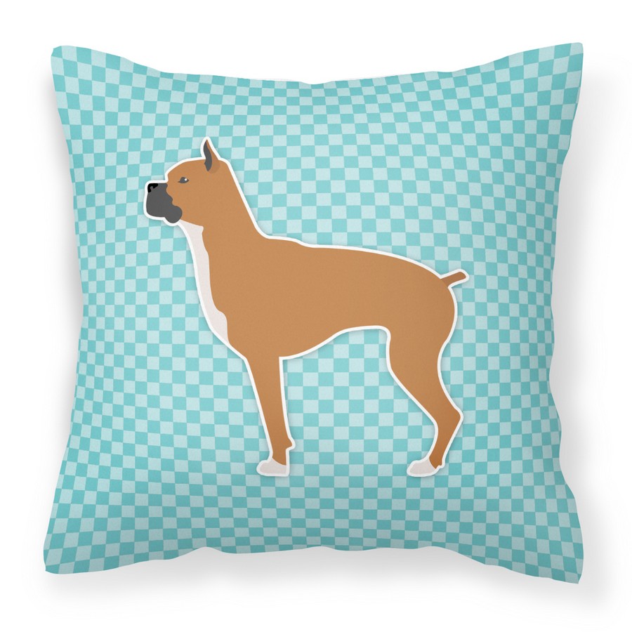 Boxer Checkerboard Blue Fabric Decorative Pillow