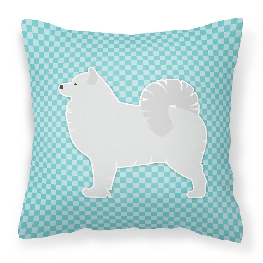 Samoyed Checkerboard Blue Fabric Decorative Pillow