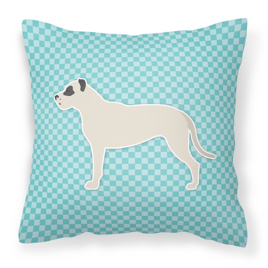 Dogo Argentino Checkerboard Blue Fabric Decorative Pillow