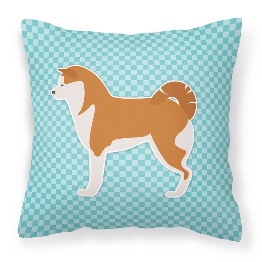 Akita Checkerboard Blue Fabric Decorative Pillow