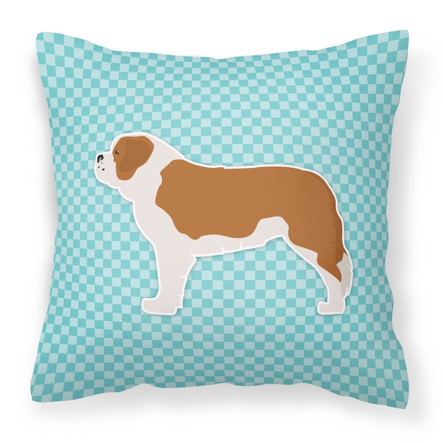 Saint Bernard Checkerboard Blue Fabric Decorative Pillow