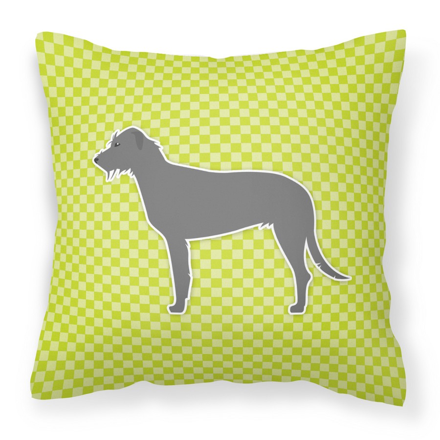 Irish Wolfhound Checkerboard Green Fabric Decorative Pillow