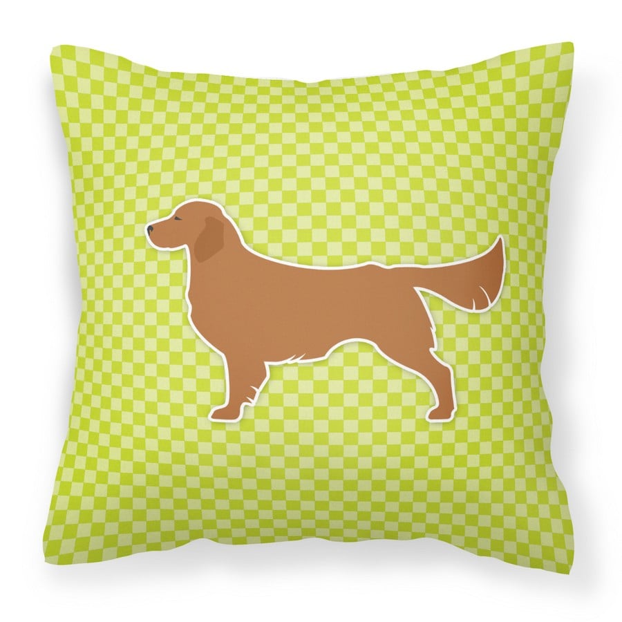 Golden Retriever Checkerboard Green Fabric Decorative Pillow