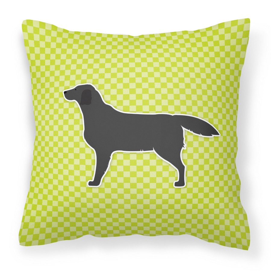 Black Labrador Retriever Checkerboard Green Fabric Decorative Pillow
