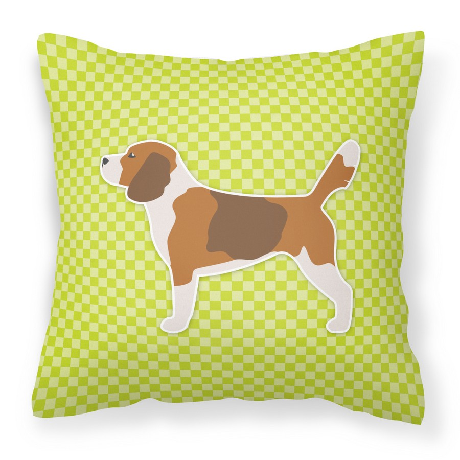 Beagle Checkerboard Green Fabric Decorative Pillow