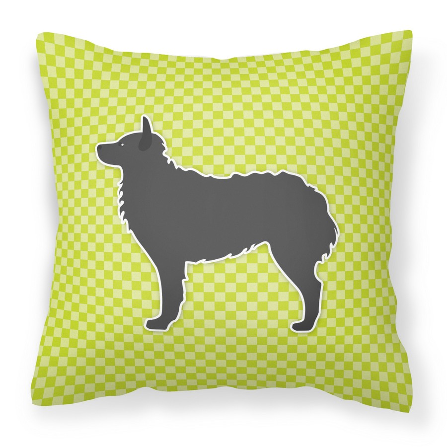 Croatian Sheepdog Checkerboard Green Fabric Decorative Pillow
