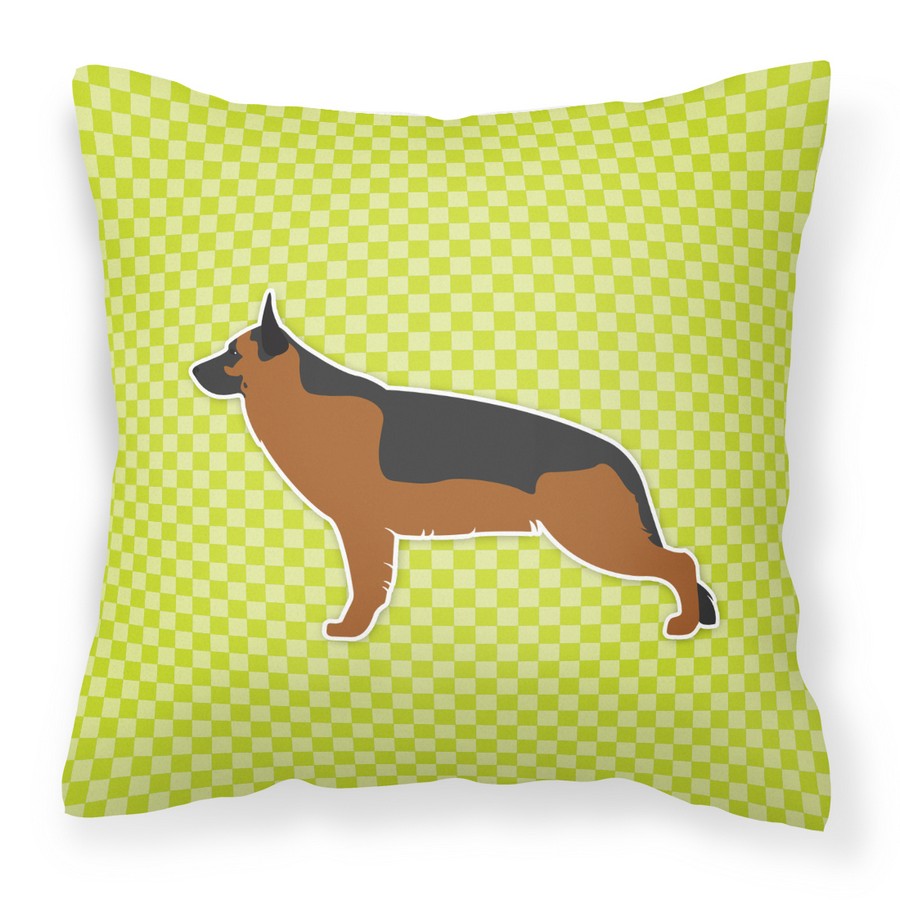 German Shepherd Checkerboard Green Fabric Decorative Pillow