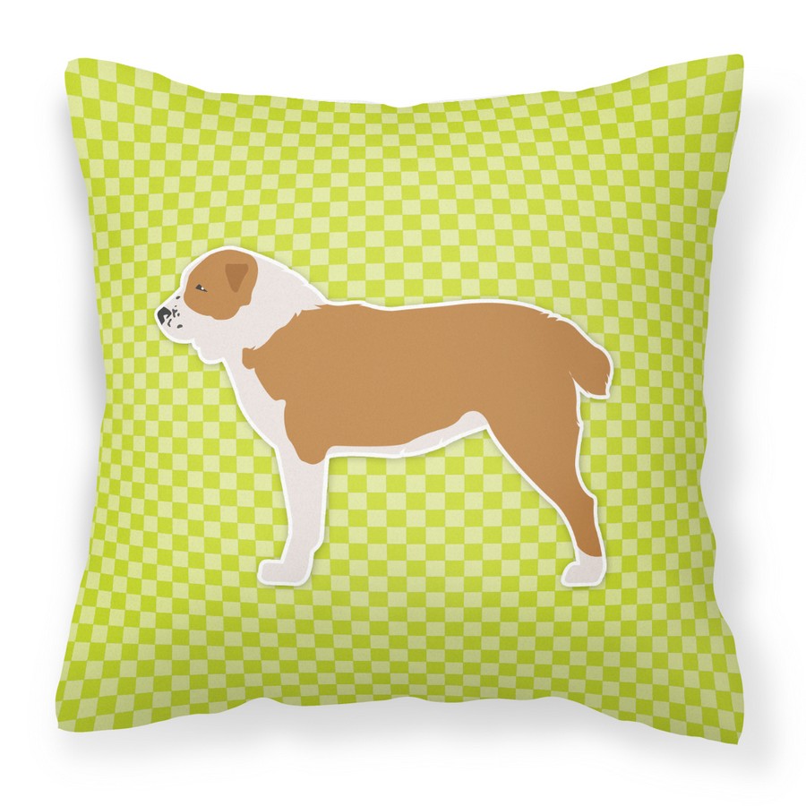 Central Asian Shepherd Dog Checkerboard Green Fabric Decorative Pillow