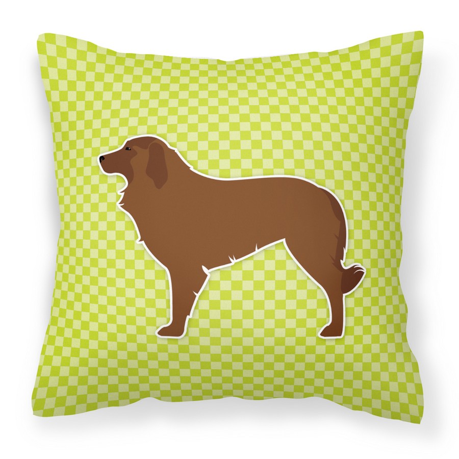 Portuguese Sheepdog Dog Checkerboard Green Fabric Decorative Pillow