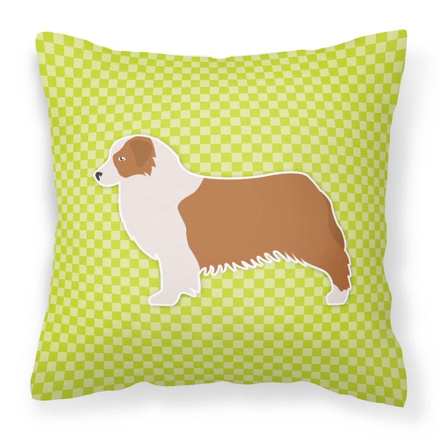 Australian Shepherd Dog Checkerboard Green Fabric Decorative Pillow
