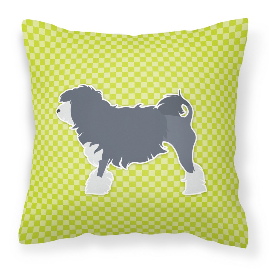 Lowchen Checkerboard Green Fabric Decorative Pillow