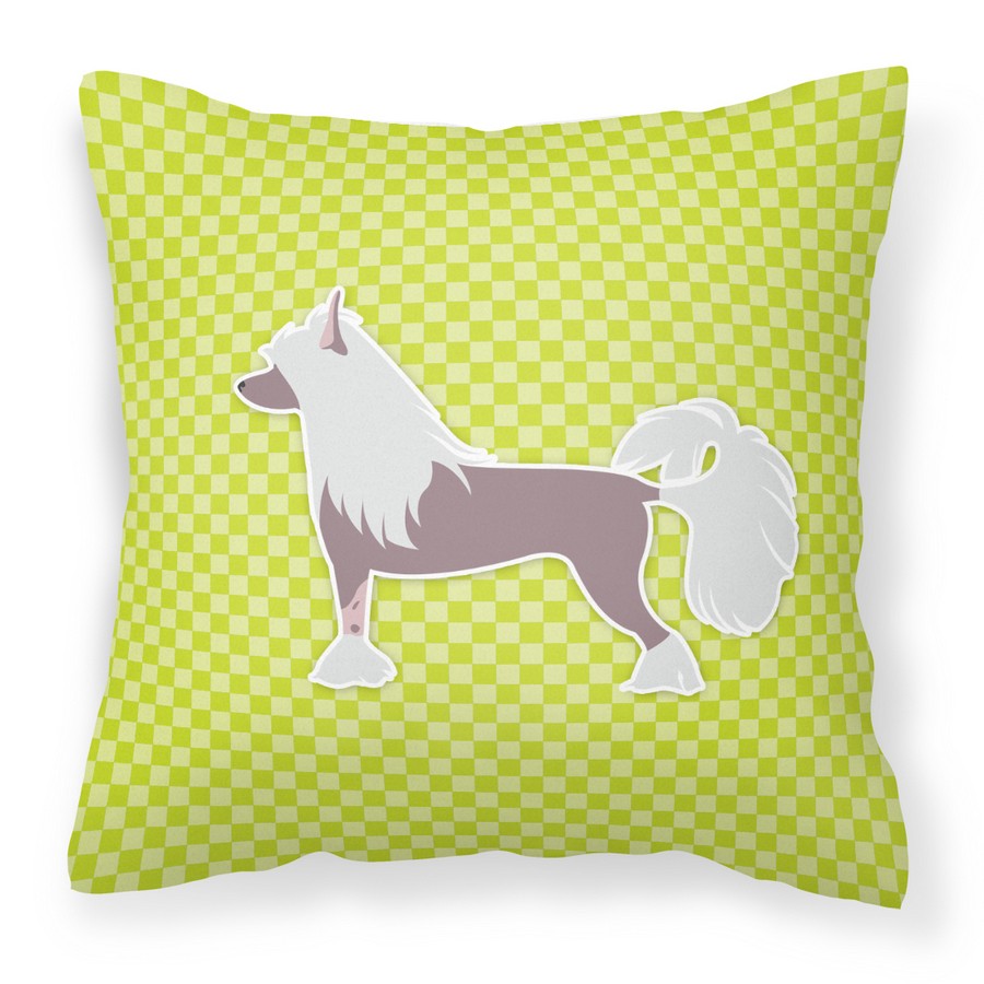 Chinese Crested Checkerboard Green Fabric Decorative Pillow Green