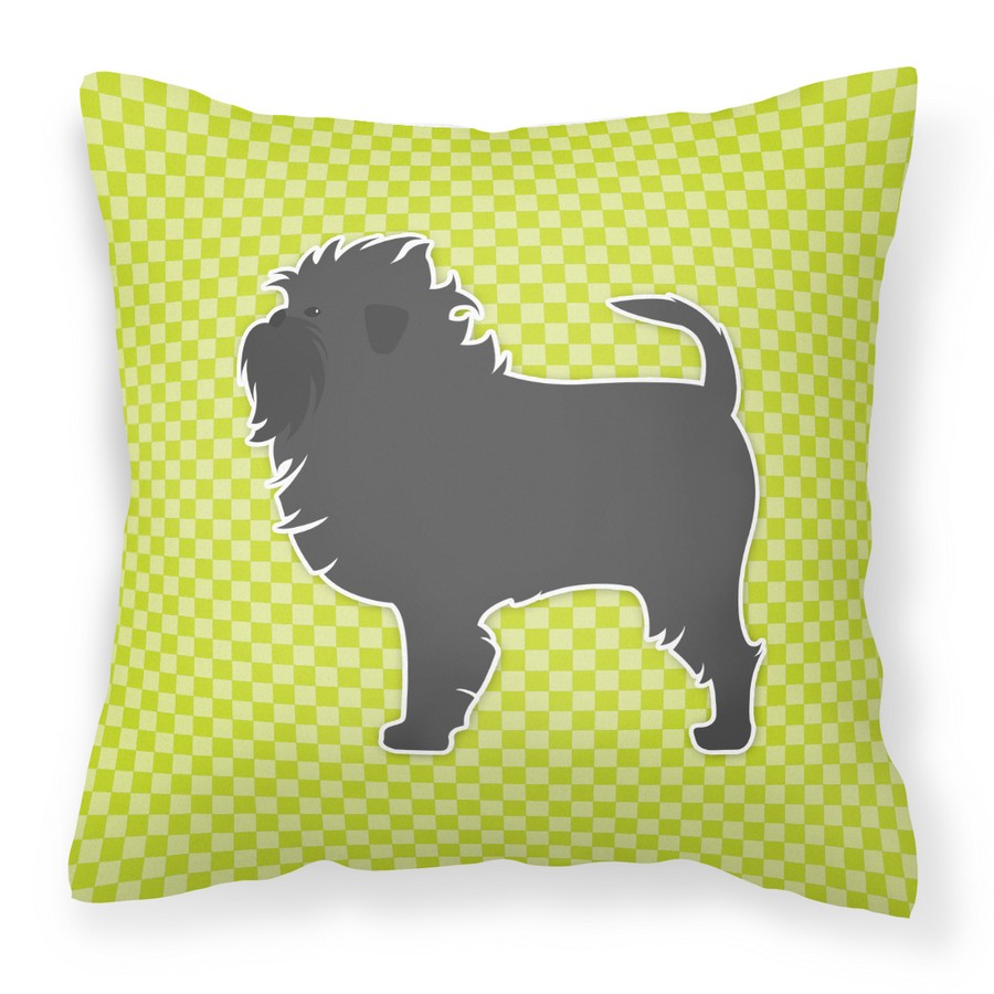 Affenpinscher Checkerboard Green Fabric Decorative Pillow