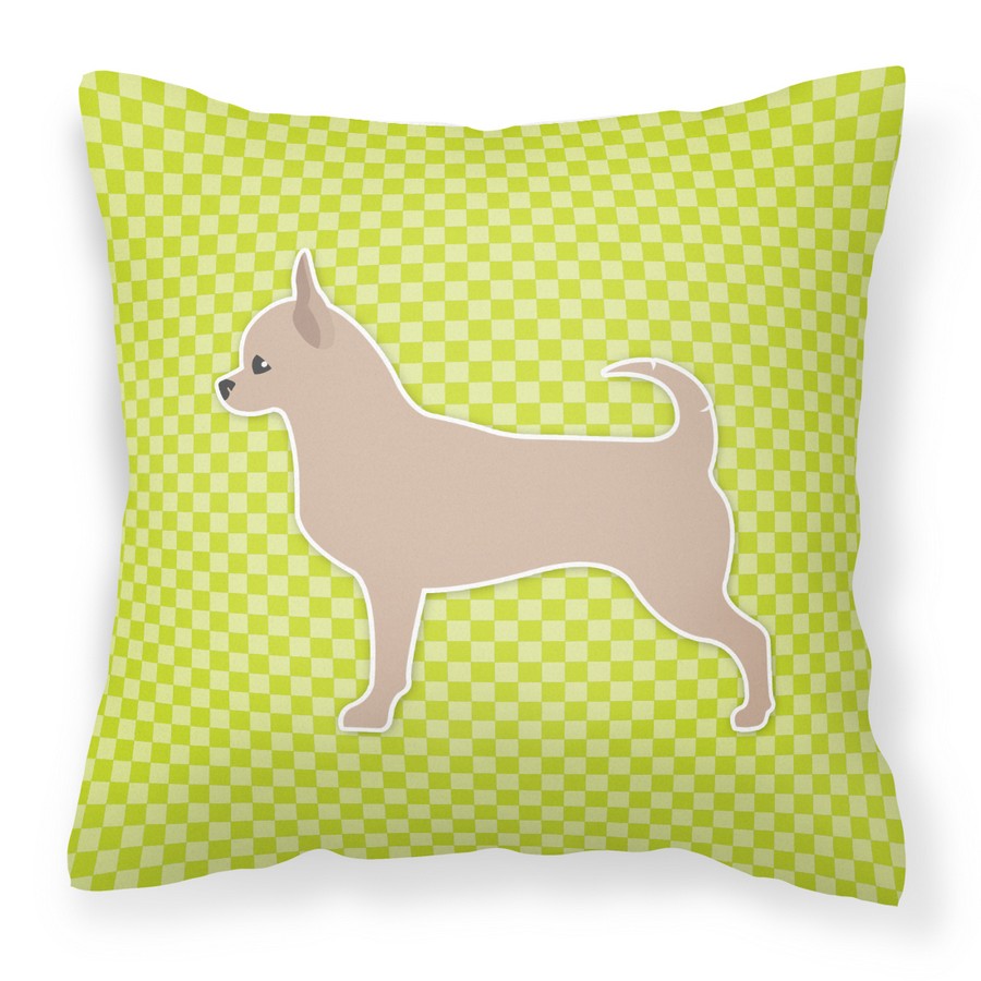 Chihuahua Checkerboard Green Fabric Decorative Pillow