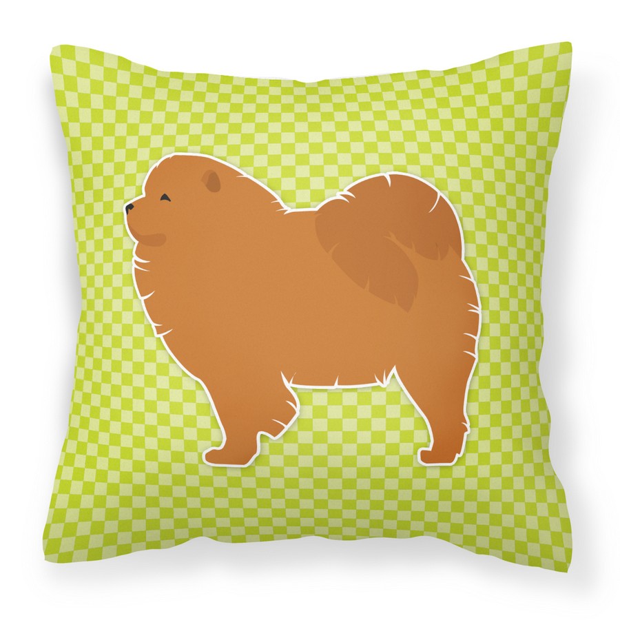 Chow Chow Checkerboard Green Fabric Decorative Pillow