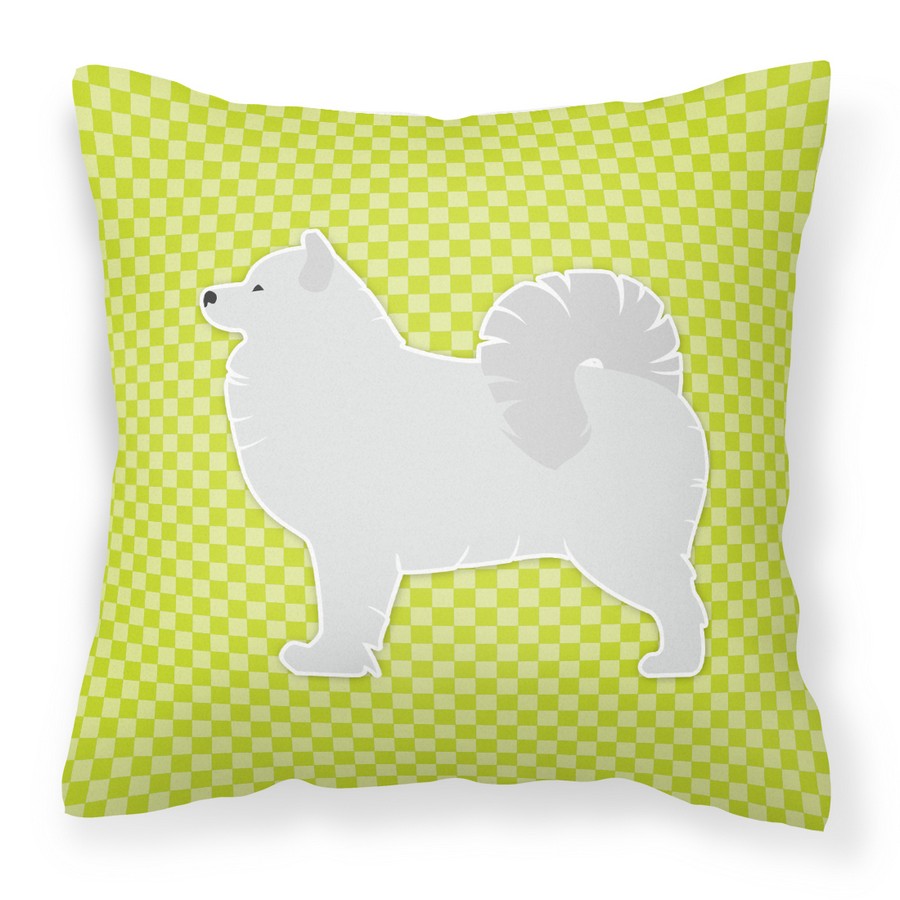 Samoyed Checkerboard Green Fabric Decorative Pillow