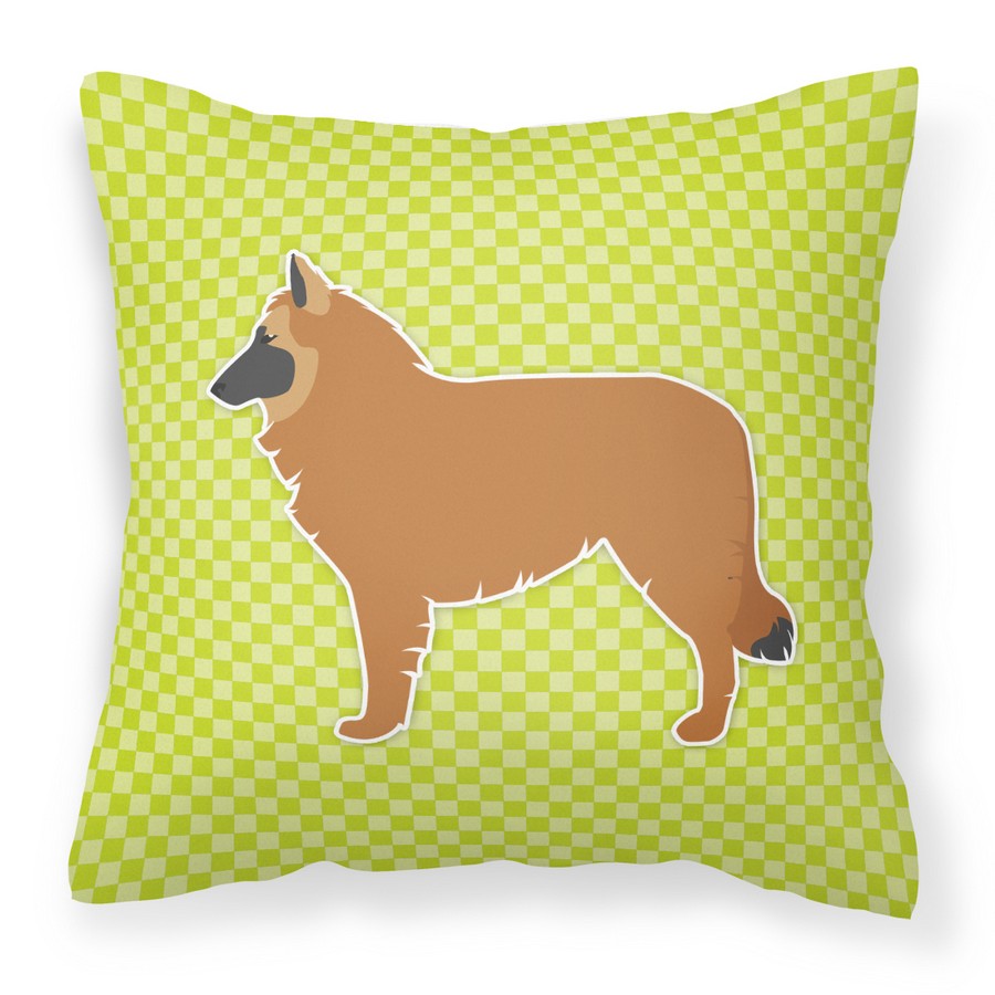 Belgian Shepherd Checkerboard Green Fabric Decorative Pillow