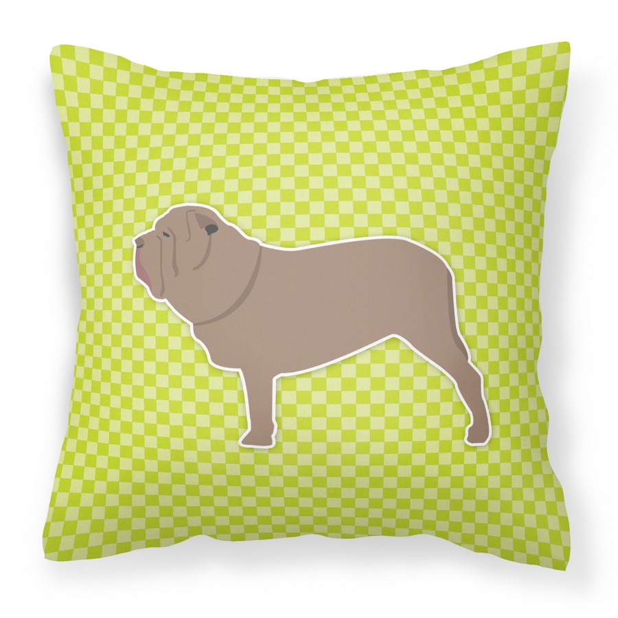 Neapolitan Mastiff Checkerboard Green Fabric Decorative Pillow