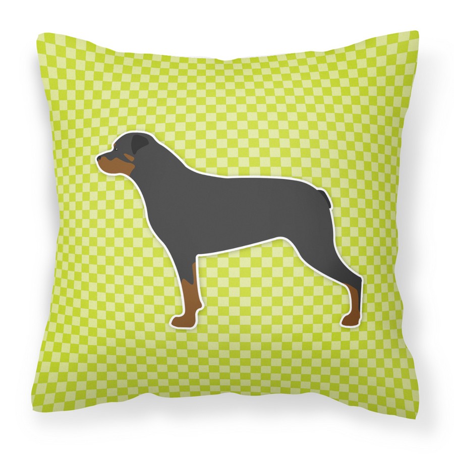 Rottweiler Checkerboard Green Fabric Decorative Pillow