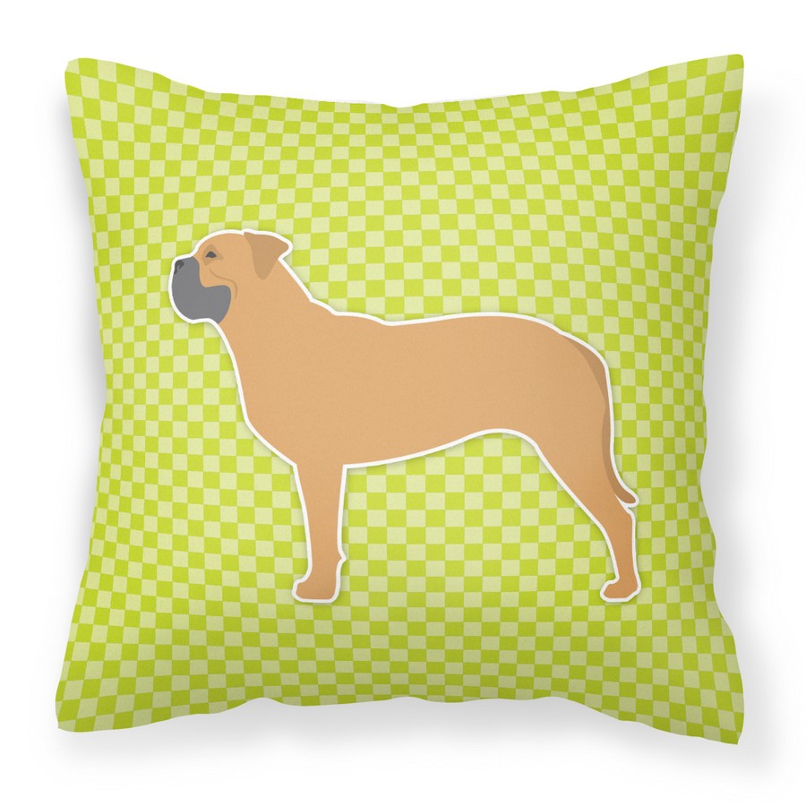Bullmastiff Checkerboard Green Fabric Decorative Pillow