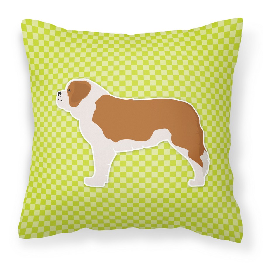 Saint Bernard Checkerboard Green Fabric Decorative Pillow