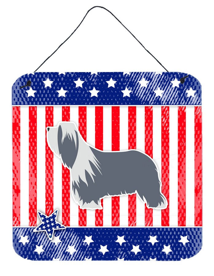 USA Patriotic Bearded Collie Wall or Door Hanging Prints