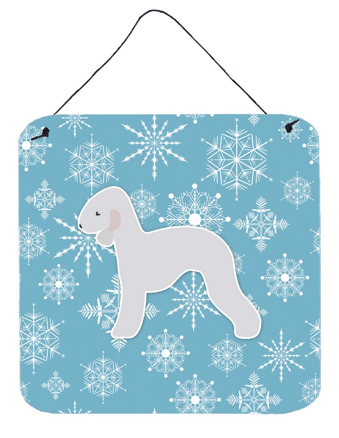 Winter Snowflake Bedlington Terrier Wall or Door Hanging Prints