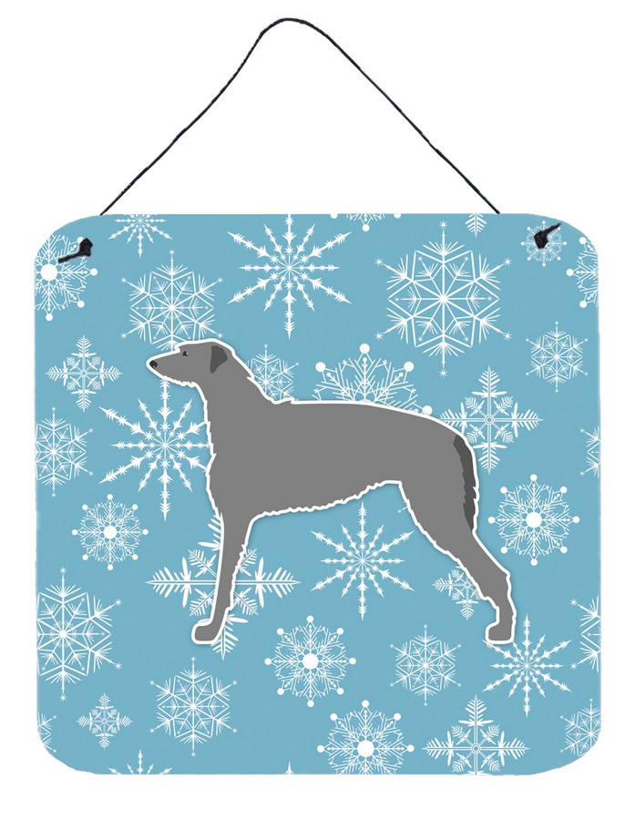 Winter Snowflake Scottish Deerhound Wall or Door Hanging Prints