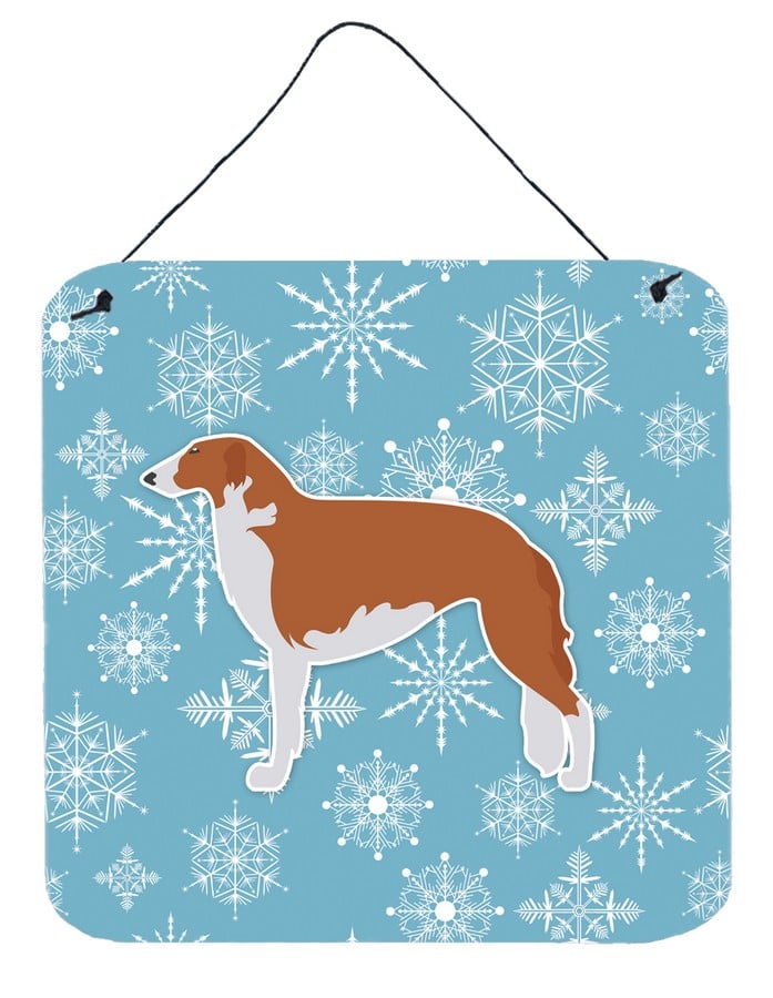 Winter Snowflake Borzoi Russian Greyhound Wall or Door Hanging Prints