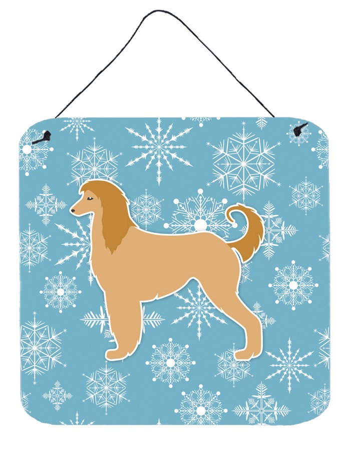 Winter Snowflake Afghan Hound Wall or Door Hanging Prints