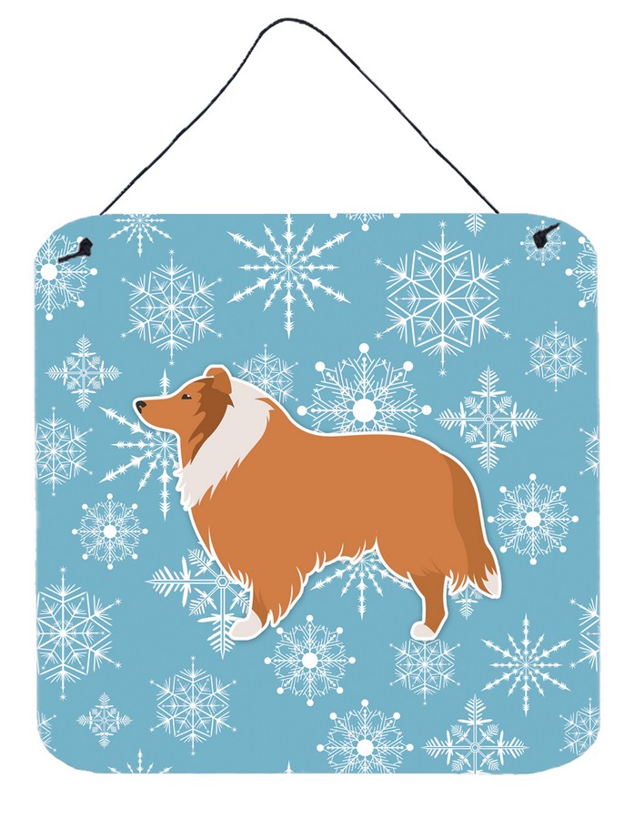 Winter Snowflake Collie Wall or Door Hanging Prints