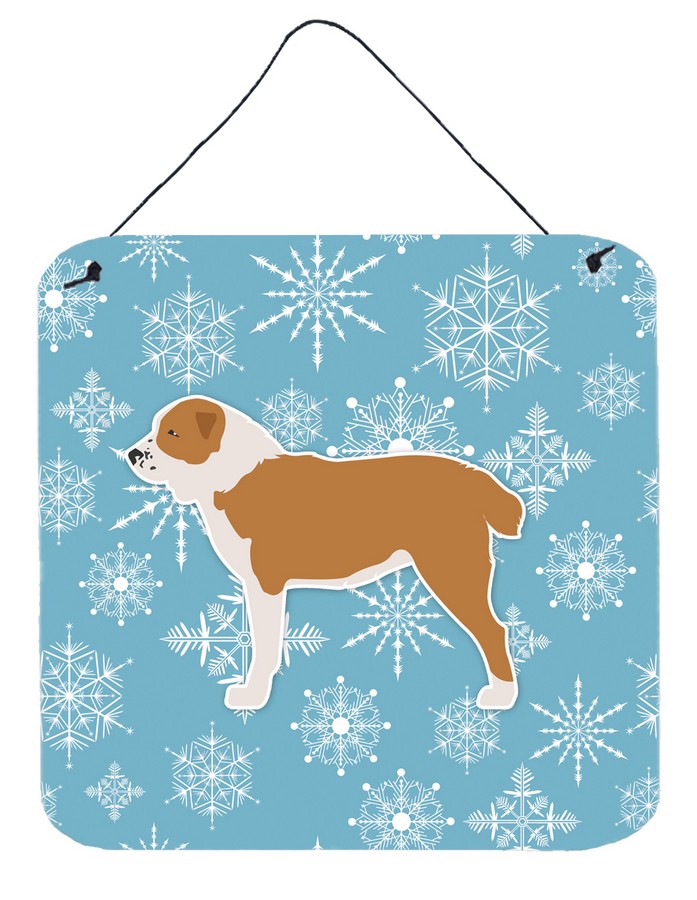Winter Snowflake Central Asian Shepherd Dog Wall or Door Hanging Prints