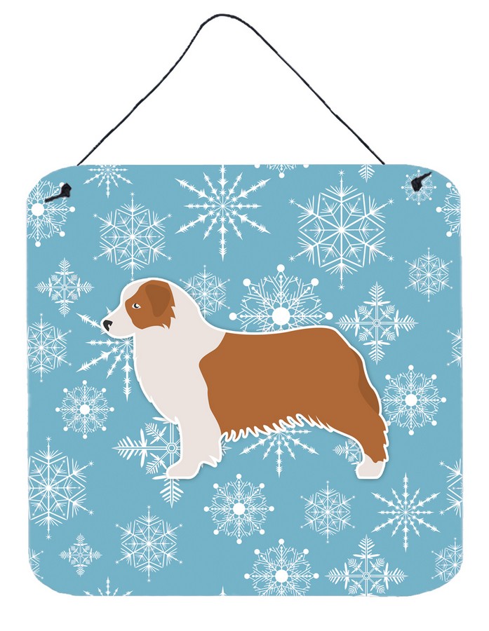 Winter Snowflake Australian Shepherd Dog Wall or Door Hanging Prints